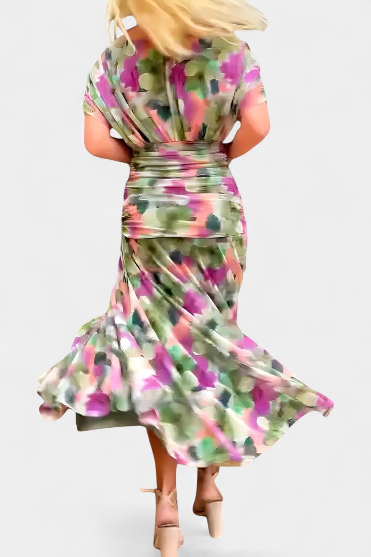 Alondra - Long Floral Dress with V-Neck