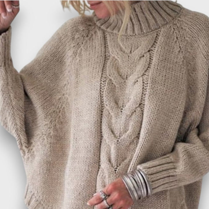 Levaniah – Classic Turtleneck Sweater with Cable Knit Pattern