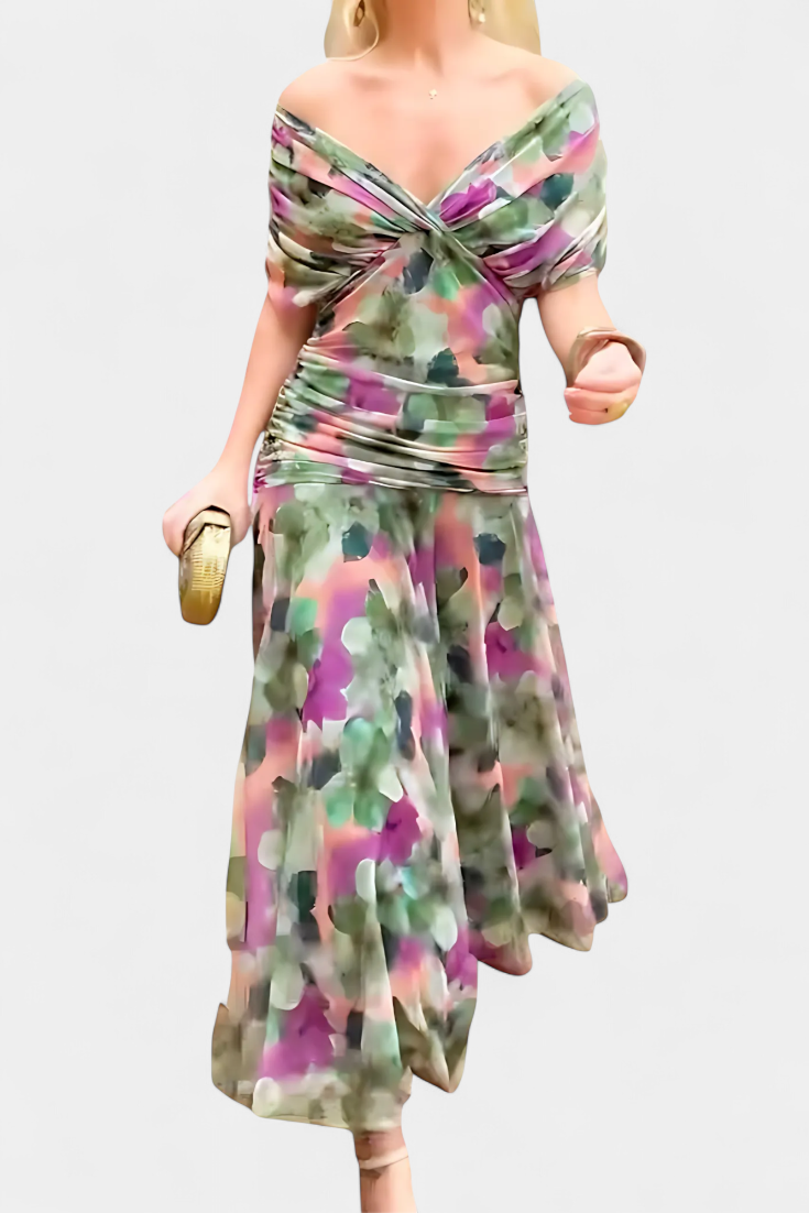 Alondra - Long Floral Dress with V-Neck