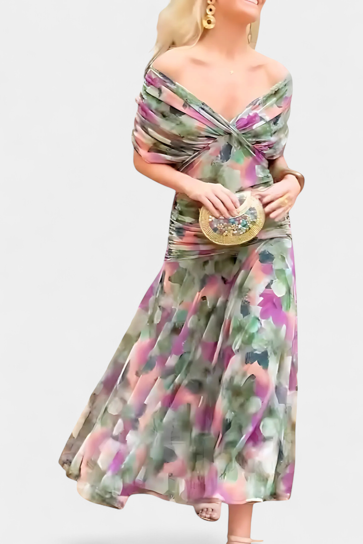 Alondra - Long Floral Dress with V-Neck