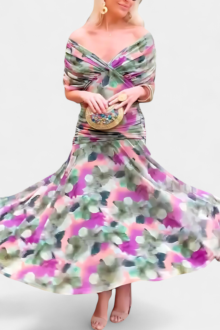 Alondra - Long Floral Dress with V-Neck