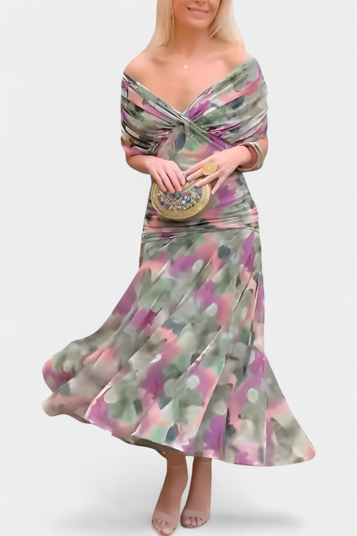 Alondra - Long Floral Dress with V-Neck