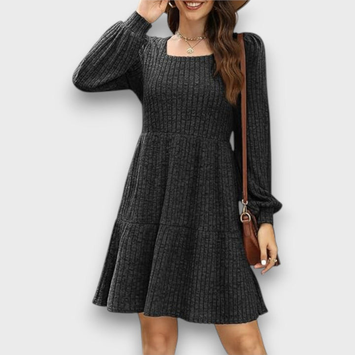 Ranya – Ribbed Knit Babydoll Sweater Dress