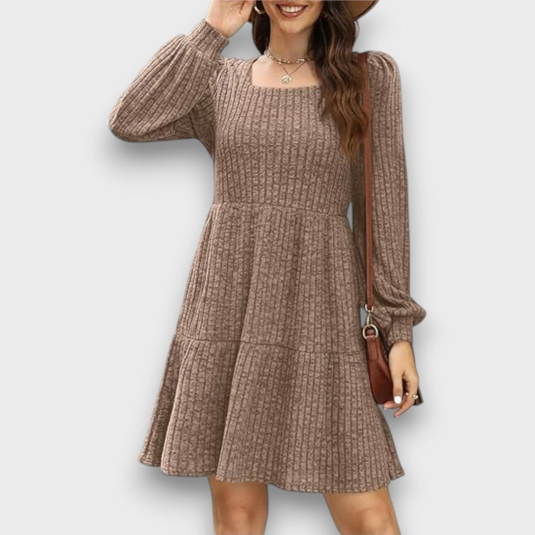 Ranya – Ribbed Knit Babydoll Sweater Dress