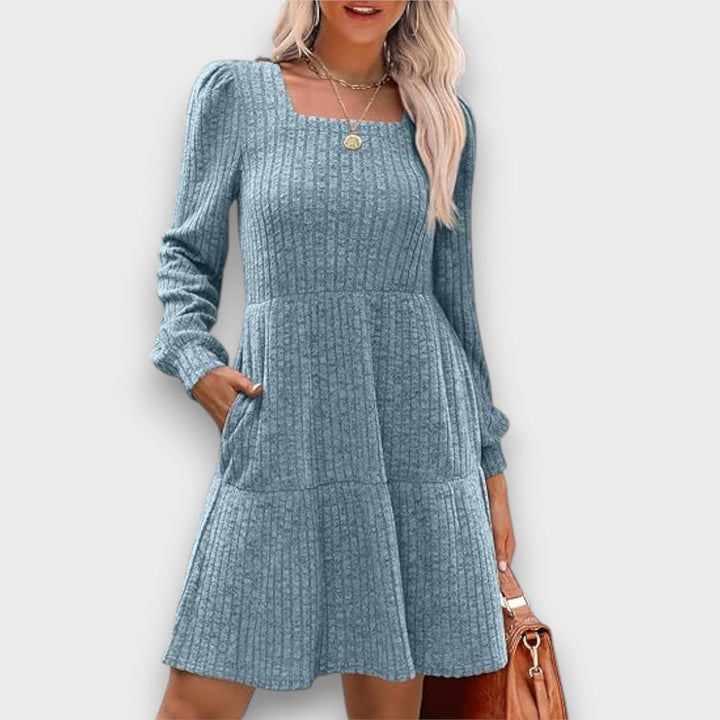 Ranya – Ribbed Knit Babydoll Sweater Dress
