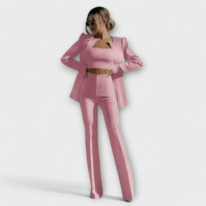 Kalviera - Stylish 3-Piece Set (Blazer, Top, Pants)