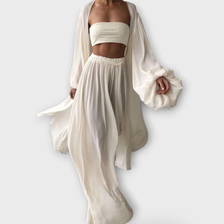 Lumara – Three-Piece Loungewear Set with Kimono