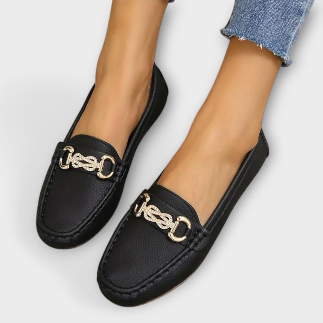 Nevena – Elegant Slip-On Moccasins with Gold Accent