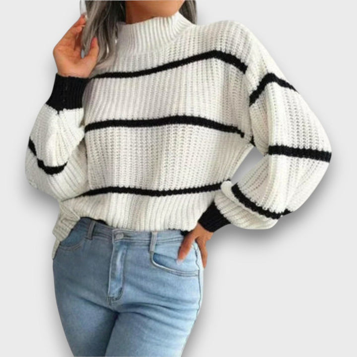 Amelithra – Turtleneck Sweater with Stripes