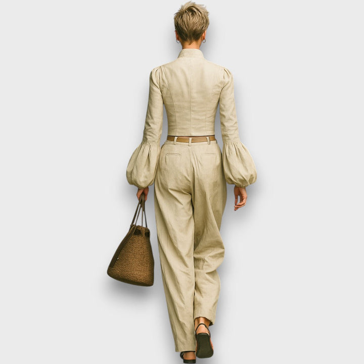 Quelina – Two-Piece Set with Stand Collar Blouse