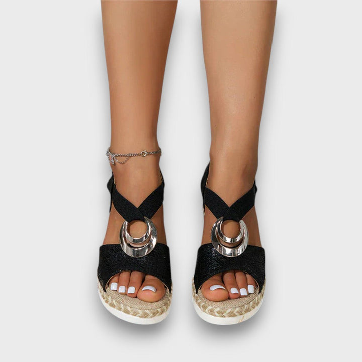 Solennea – Wedge Sandal with Golden Silhouette