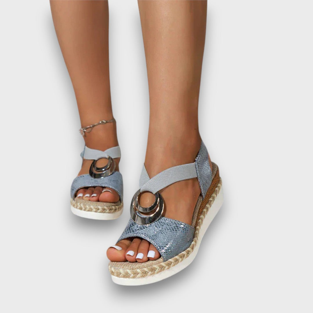 Solennea – Wedge Sandal with Golden Silhouette