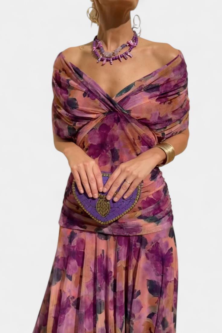 Alondra - Long Floral Dress with V-Neck