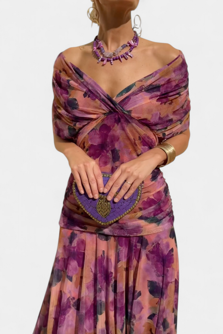 Alondra - Long Floral Dress with V-Neck