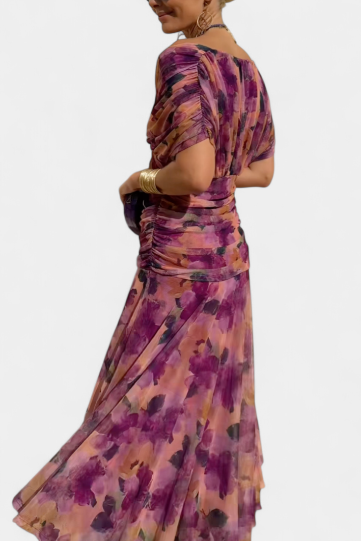 Alondra - Long Floral Dress with V-Neck