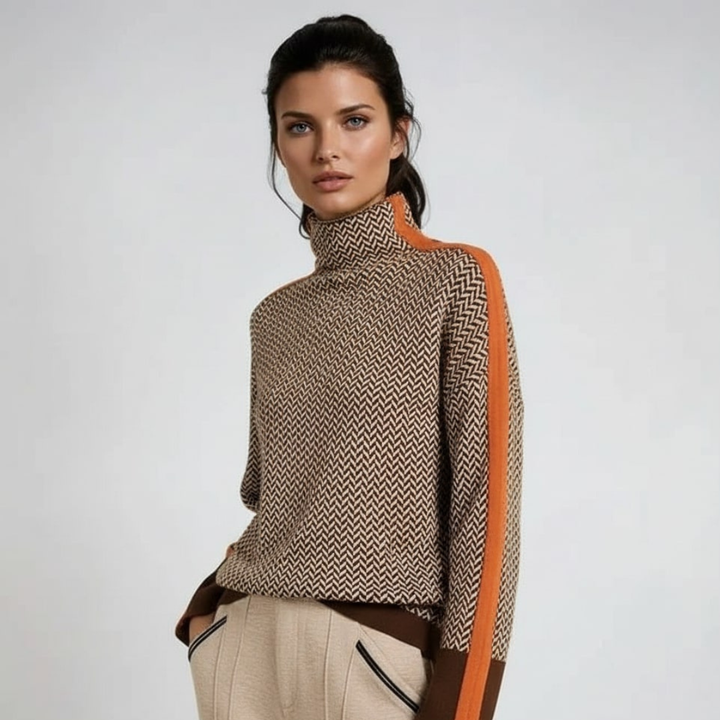 Elara - Turtleneck with Contrasting Stripes