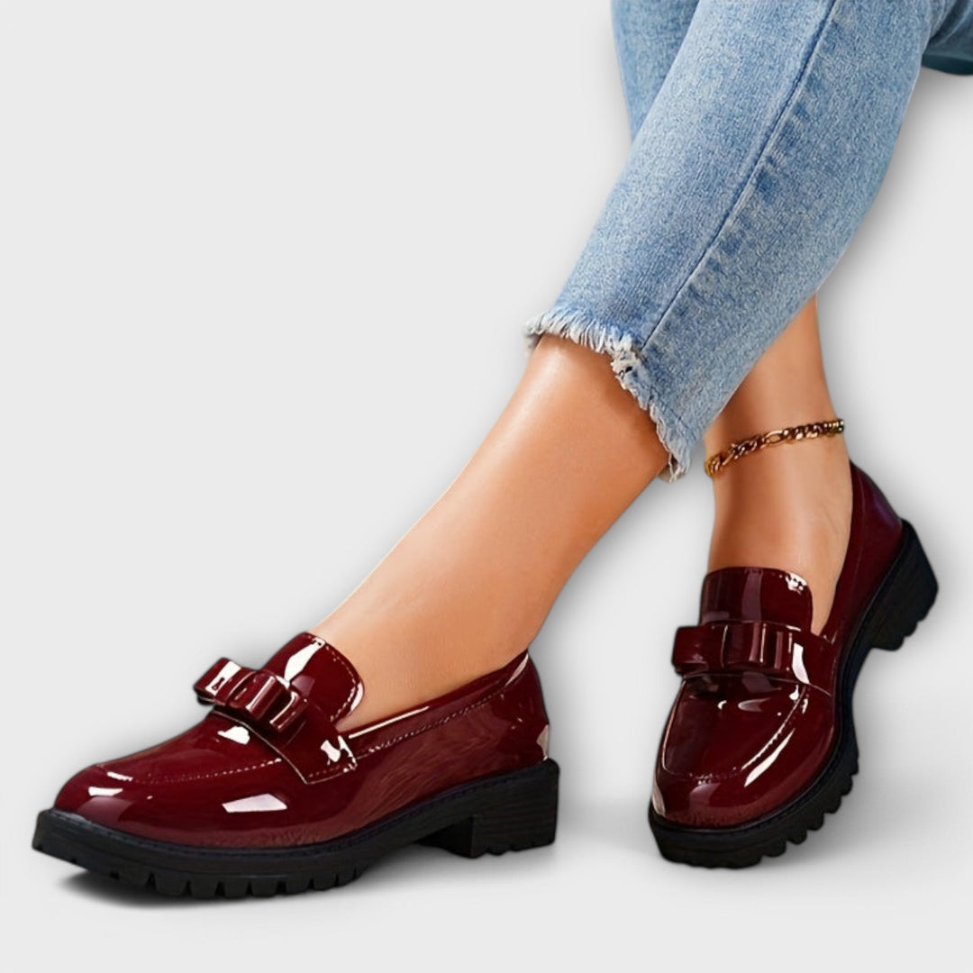 Camille – Patent Loafer with Bow Detail and Profile Sole