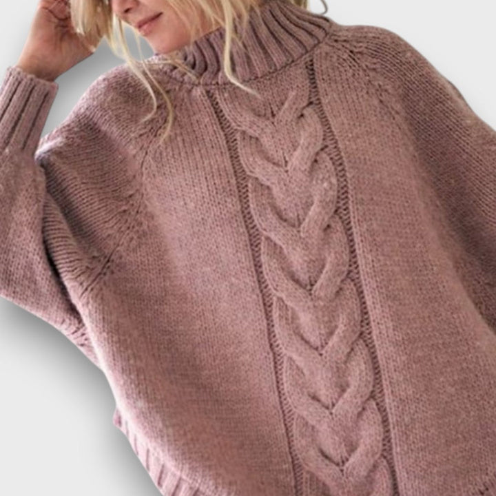 Levaniah – Classic Turtleneck Sweater with Cable Knit Pattern