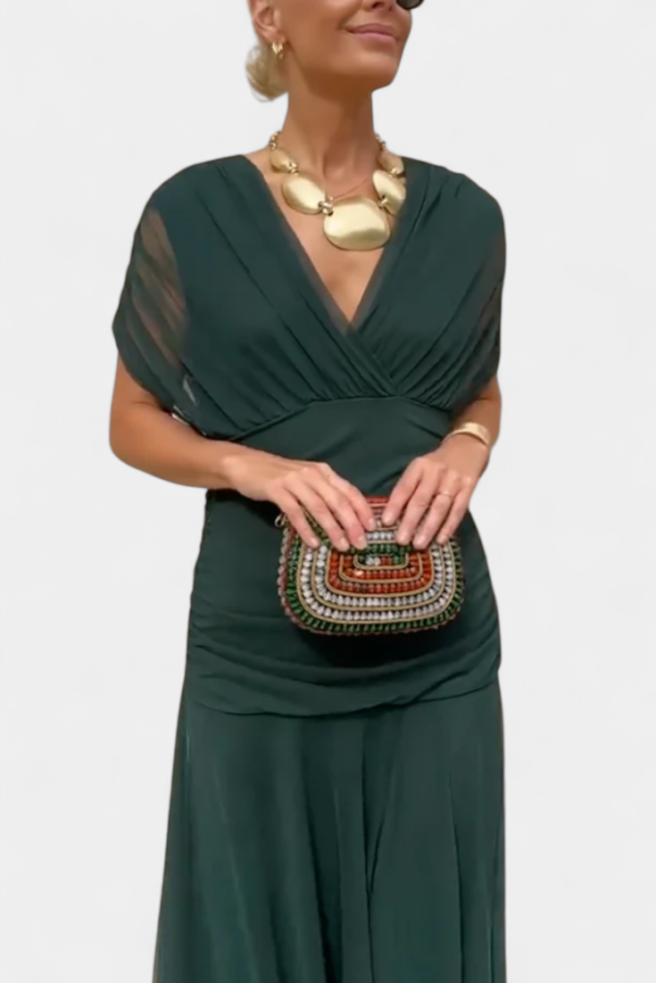 Alondra - Long Floral Dress with V-Neck