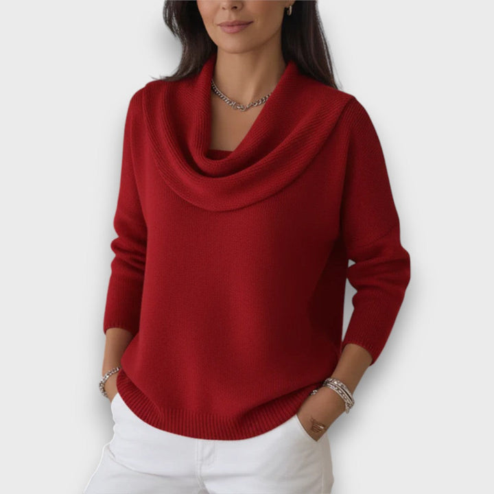 Meliora – Soft Drape-Collar Knit Sweater