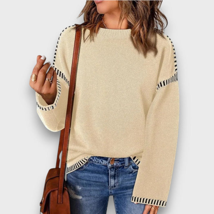 Corvella – Striped Trim Sweater