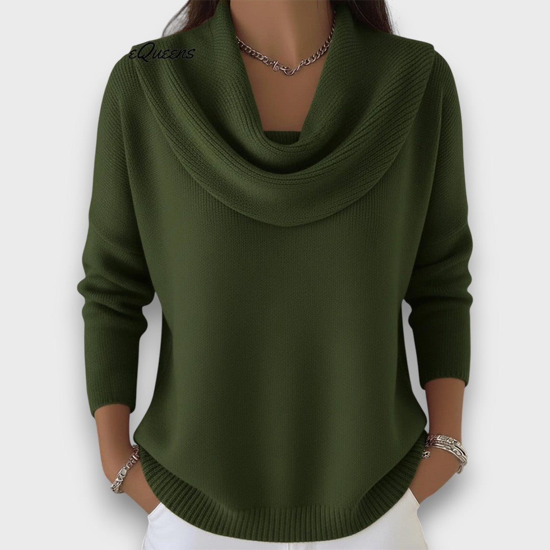 Meliora – Soft Drape-Collar Knit Sweater