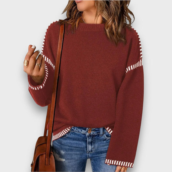 Corvella – Striped Trim Sweater