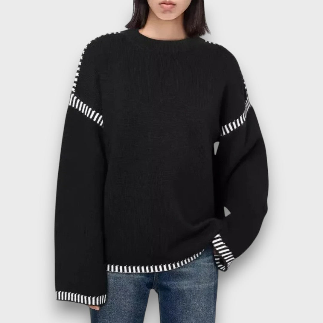 Corvella – Striped Trim Sweater