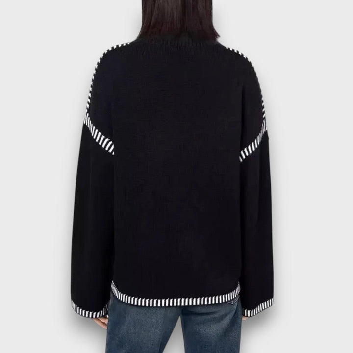 Corvella – Striped Trim Sweater