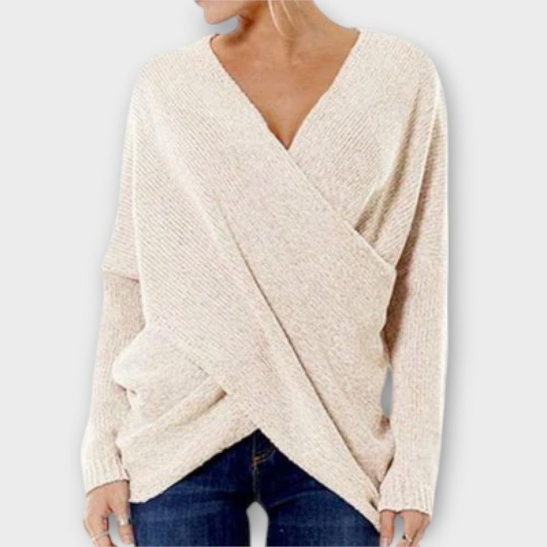 Hevelin – Crossed sweater with V-neck