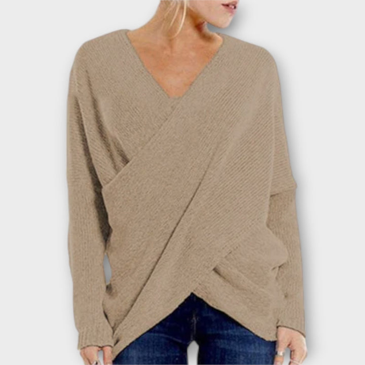 Hevelin – Crossed sweater with V-neck