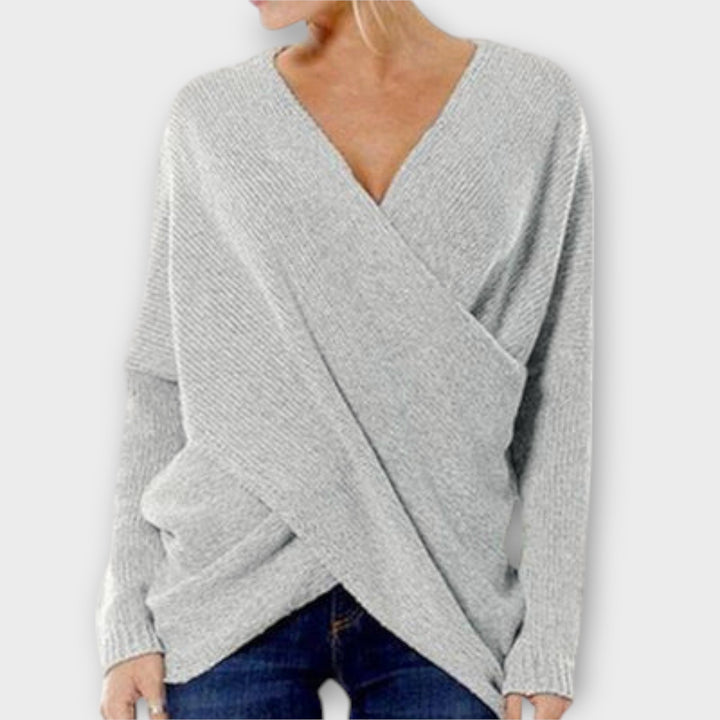 Hevelin – Crossed sweater with V-neck